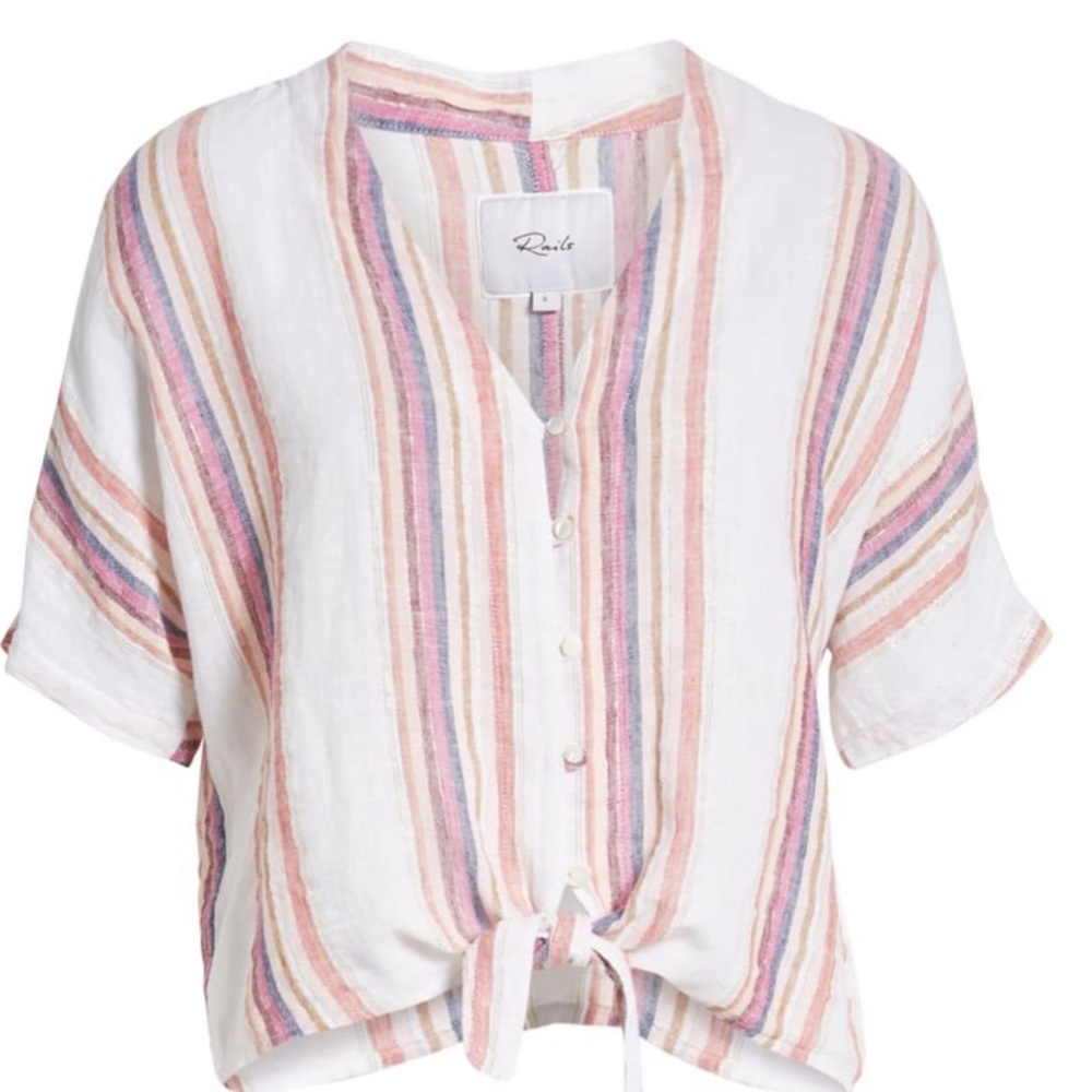 NWT RAILS Thea striped tie front shirt size XS